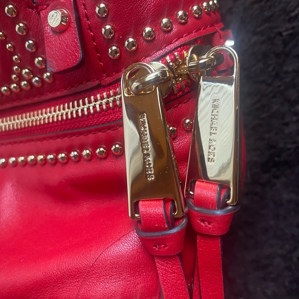 NWOT Michael Kors Rhea Studded backpack Bright Red - Picture 9 of 15